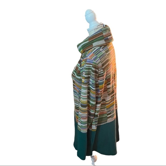 Filly Flair Emerald Green & Colorful Geometric Print Cowl Neck Sweater Large NWT - Picture 3 of 10